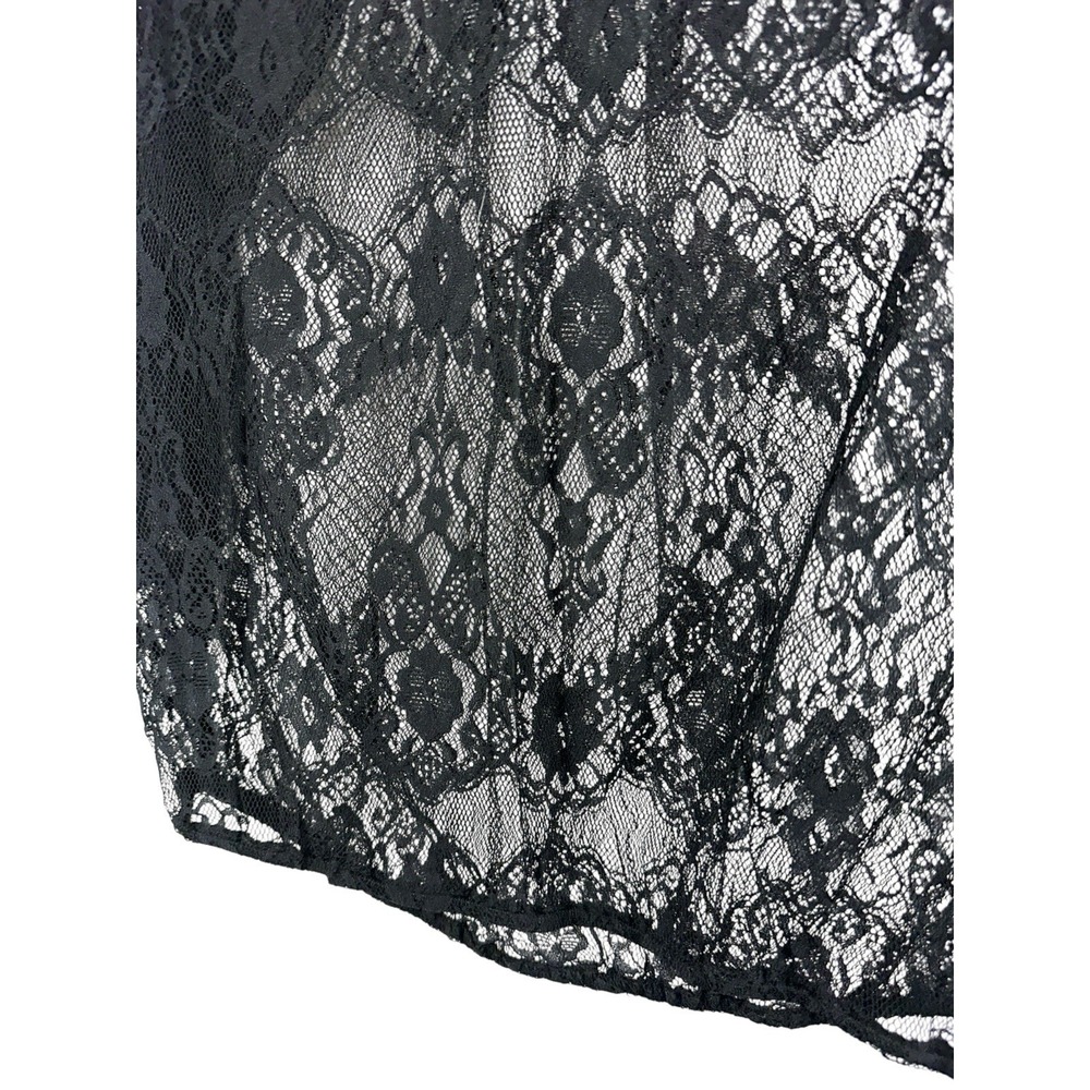 Ella Moss Black Open Lace Top Blouse Sz M Whimsigoth Dark Romantic Vamp Goth - Picture 3 of 6